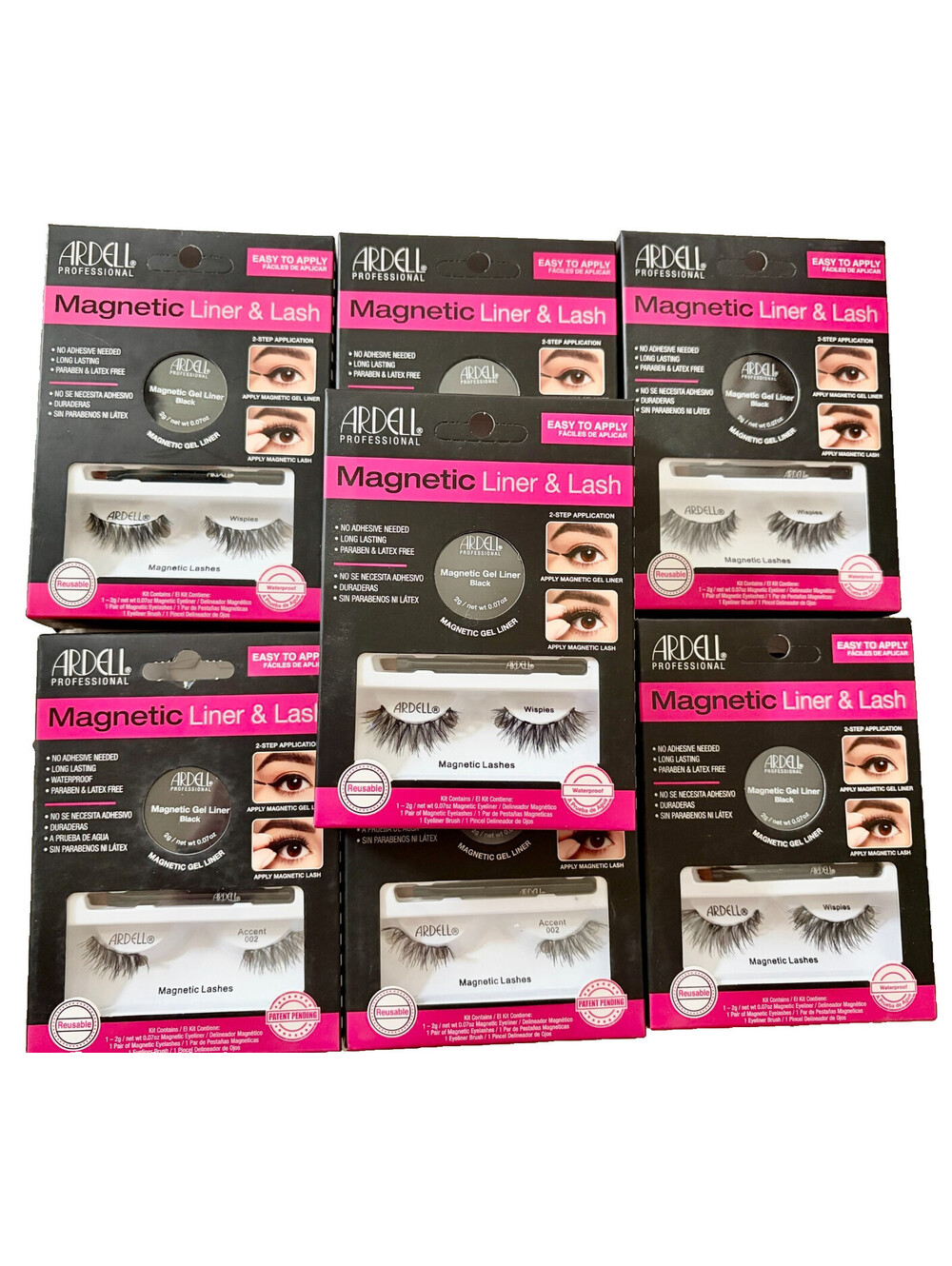 7 Pc NEW Ardell Magnetic Liquid Eye Gel Liner & Lash Lashes Wispies Accent Boxed